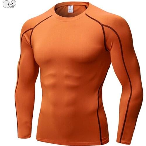Newest Fitness Men Long Sleeve Running Shirts Tops Clothes Thermal Muscle Bodybuilding Compression Tights Base Layer Sportswear