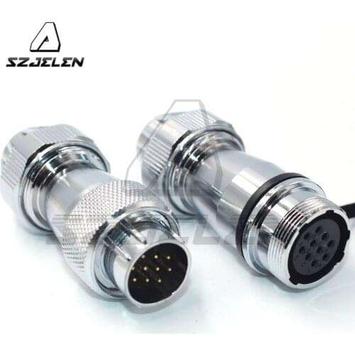 WS20 Panel 20mm 10pin Pair Round metal cable connector,Industrial electrical power connector, IP67 9Pin connector male female