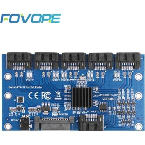 SATA Expansion Card 1 to 5 Port SATA3.0 Controller Card Motherboard 6Gbps Multiplier SATAPort Riser Card Adapter for Motherboard