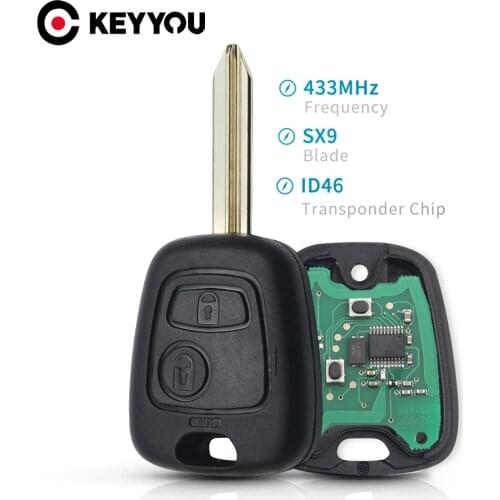 KEYYOU Car Remote Key For Citroen Saxo Picasso Xsara Berlingo SX9 Blade 2 Buttons Replacement 433MHz ID46 Chip