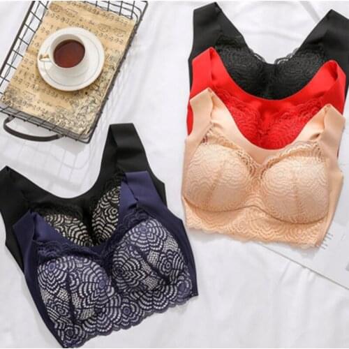 Push Up Padded Bras for Women Seamless Lace Plus Size Bra Gather Comfortable Brassiere C D Cup Ultrathin Wireless Soutien Gorge