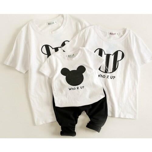 Family Shirt Mickey Printed Family Clothes Tops White Shirt Father Mother Kdis Clothes Tee Summer Shirts Match Look Shirt Family