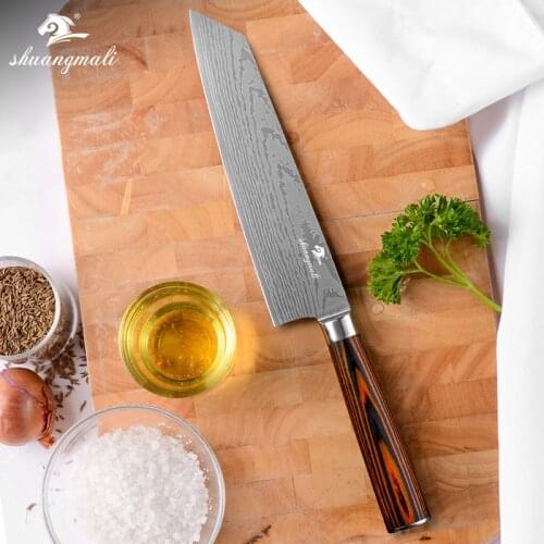 Shuangmali 7.5 Inch Chef Kitchen Knife 420 Stainless Steel Cleaver Knives Utility Filleting Meat Cleaver Knife With Wood Handle