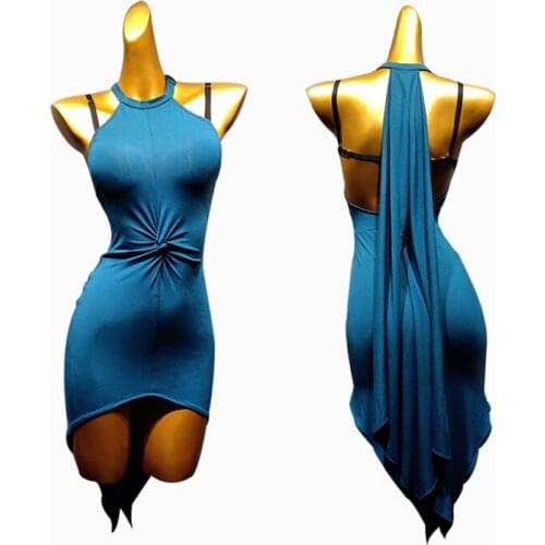 Blue latin dance dress women dance clothes latin dress samba costume modern dance costumes salsa dress sexy dance wear tango