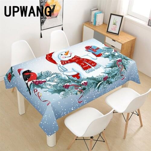 Snowman Christmas Tablecloth 3D Printed Table Cover Rectangular Tablecloth Wedding Birthday Party Kitchen Home Decor