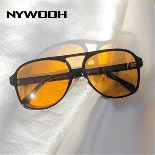 NYWOOH Brand Classic Sunglasses Polarized Men Women Luxury Designer Yellow Lens Sun Glasses Vintage Oversized Driving Eyewear