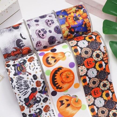 DIY Craft Supplies Cartoon All Saints' Day Printed Grosgrain Satin Ribbon 50 Yards, Planar Resins 30 Pieces. 55546