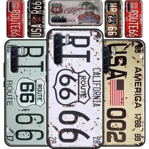 Route 66 Retro Vintage License Case For OPPO A5 A9 2020 A31 A53 A52 A72 A15 A83 A91 A93 A1K A5S Find X3 Pro Reno2 Z Cover