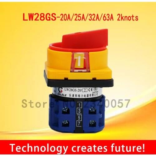 Padlock power cut-off switch LW28GS-20A/2 25A 32A 63A universal switch for machine tools 2 position 2 knots Rotary switch