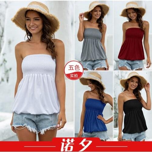 T Shirts Women 2021 New Style Hot AliExpress Hot Summer European Sexy off-Shoulder Strapless Tshirt Tops Women LX1563