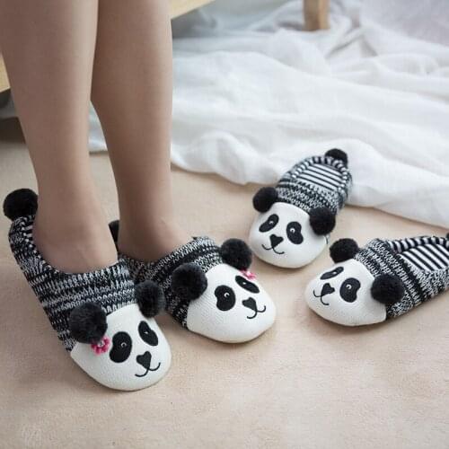 Winter Childrens Cotton Warm Slippers Family Slippers Boys Girls Home Indoor Panda Dad Mom Non-slip Baby Soft House Cute Shoes