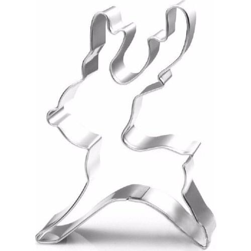 1 Pcs Cartoon Christmas Reindeer Shaped Stainless Steel Cookie Molds DIY Sugarcraft Fondant Cake Decor Pastry Biscuit Cutters