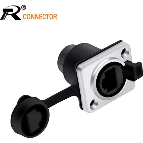 1pc RJ45 Connector RJ45 Aviation Waterproof Female Socket Connector Panel Mount Network Adapter Ethernet Network Converter
