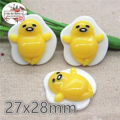 10PCS poached egg Resin Flat back Cabochon imitation food Art Supply Decoration Charm Craft