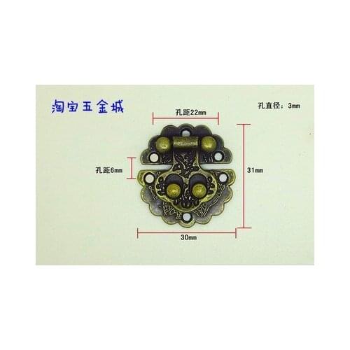 20pcs Antique Brass Jewelry Box Hasp Latch Lock 30x31mm