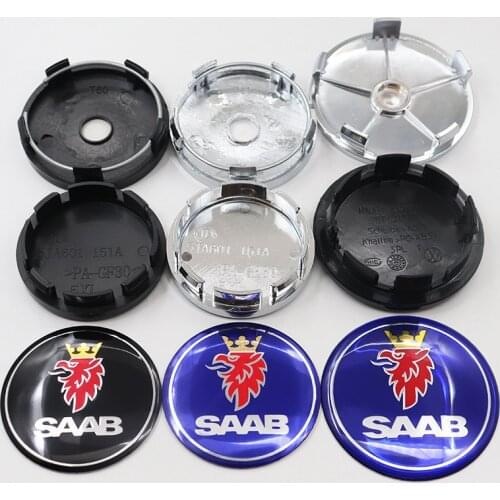 4pcs 56mm 60mm 65mm68mm SAAB logo car emblem Wheel Center Hub Cap Rim refit Creative badge covers decoration sticker accessories