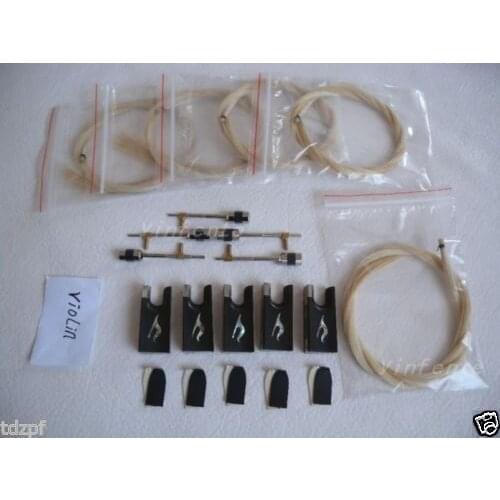 5 set 4/4 violin bow horse hair ,Ebony frog,bow top parts Violin parts