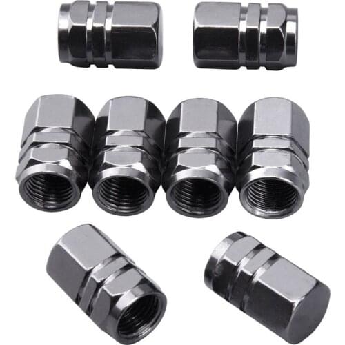 8 Pieces Tire Stem Valve Caps Wheel Valve Covers Car Dustproof Tire Cap, Hexagon Shape Titanium Gray