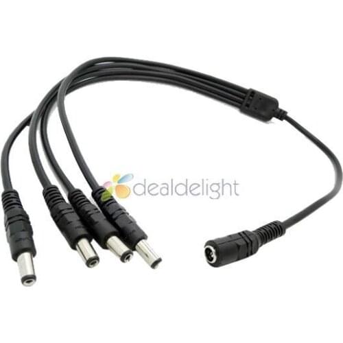 Promotion 1 To 4 Female To Male Plug DC Power Splitter Adapter For CCTV Camera Cable 5.5 x 2.1mm