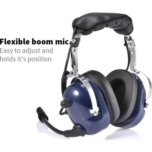 Aviation Pilot Headset Noise Reduction GA Dual Plugs MP3 Music Input With Comfort Ear Seal Flex Boom 24dB NRR Hearing Protection