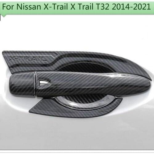 For Nissan X-Trail X Trail T32 2014-2020 High-quality ABS Chrome Carbon fiber color Door Handle Cover Car covers,Car-Styling