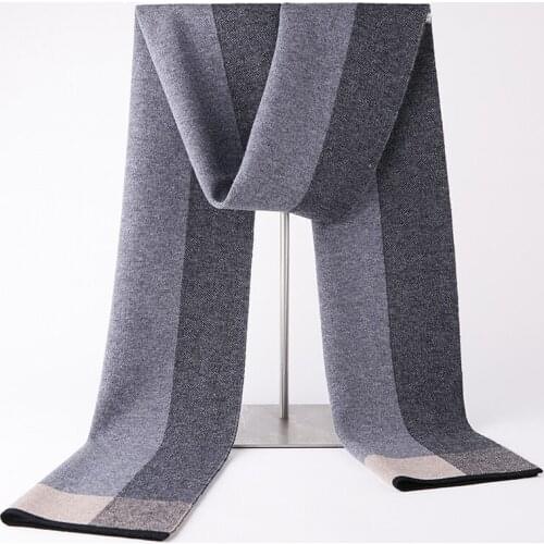 Pure Merino Wool Scarf Mens Winter Korean Version Of Wild High-End Plaid Mens Scarf Student Simple Birthday Gift Gift Box 9245