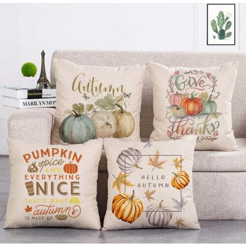 Thanksgiving pumpkin pie theme print Cushion Cover Linen Throw Pillow Car Home Decoration Decorative Pillowcase T388