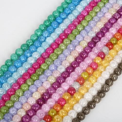 Hot Sale multi colors 39cm/lot 10mm Hole 1mm Cracked Crystal Round Loose Spacer Beads for Necklace&Bracelet&DIY Jewelry Making