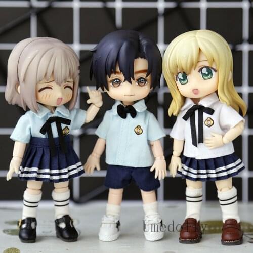 1 Set Obitsu 11 Doll School Uniform Suit (Shirt + Trousers + Socks + Tie) for OB11 Doll Clothes Outfits Accessories
