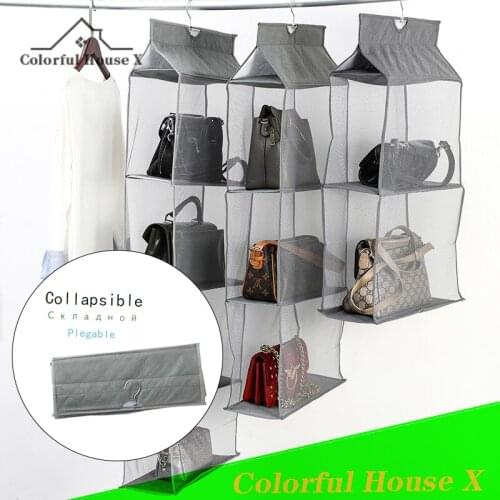 Cosmetic Bag Storage Hanging Bag Non-Woven Fabric Washable Dust Handbag Large-Capacity Wall Storage Sack Behind The Door Beige