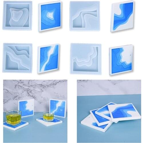 Square Island Coaster Epoxy Resin Mold Cup Mat Silicone Mould DIY Crafts Jewelry Home Decorations Casting Tools