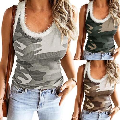Hot Sale Ladies Sleeveless Top Woman Vest V-neck Green Gray Stitching Cotton Plush Neckline Bottoming Ladies Female Clothing