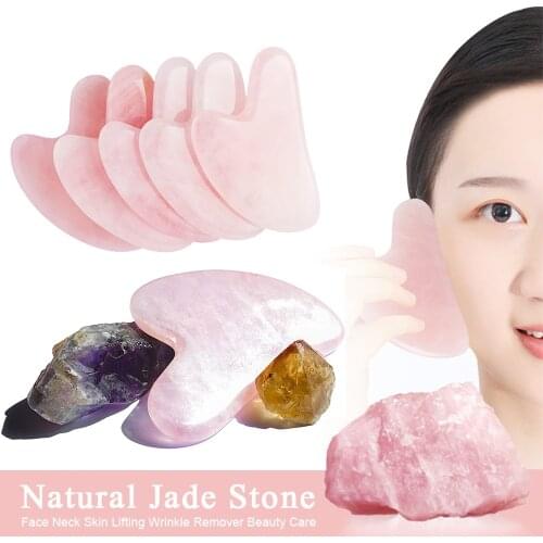 Natural Face Massager Jade Rose Quartz for Gua Sha Scraper Board Jade Stone Face Lifting Neck Skin Care Wrinkle Remover Beauty