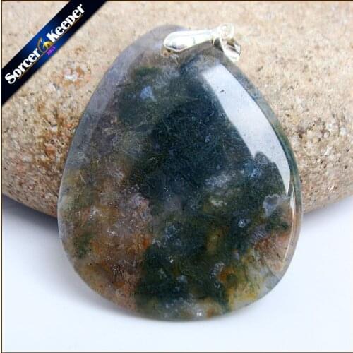 Fashion Women Man Necklace Pendant Big Natural Moss Agates Stone Pendant Slide Healing Crystals Pendant for Jewelry Making KS641