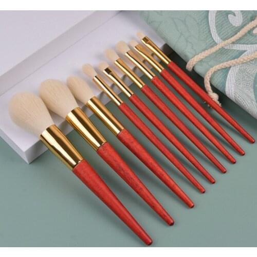 8/9/12pcs Wood Handle Makeup Brushes Set Foundation Eyebrow Comb Eyelash Spoolies Sponge Eyeshadow Brush Tool With Bag