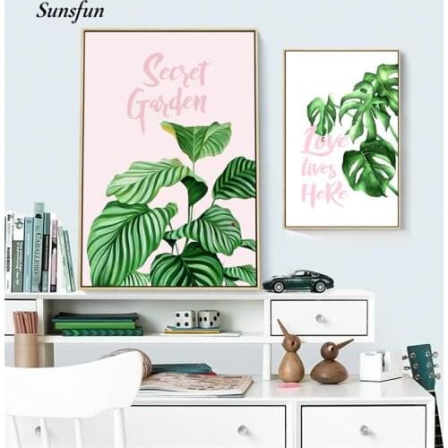 Watercolor Plant Leaves Poster Print Wall Art Canvas Painting Nordic Style Picture for Living Room Home Decor Plant Decoration