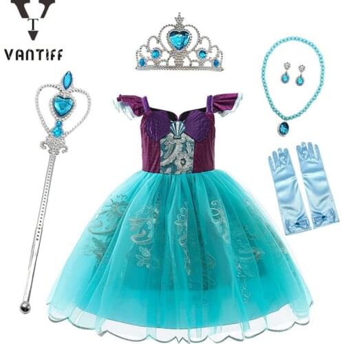 2021 New Mesh Princess Dresses for Girls Fairy Mermaid Skirt Popular Girls Skirt Summer Birthday Party Clothing Wedding Dress