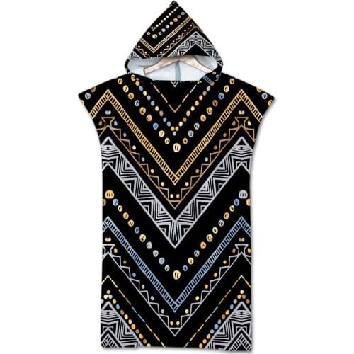 Novelty Gift Bohemian Ethnic Geometric Zigzags Chevrons Diamonds Hooded Surf Pool Swim Bath Beach Poncho Towel Changing Robe