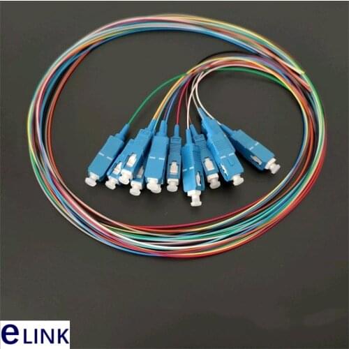 12 colored SC pigtail 1M 1.2M 1.5mtr SM 9/125um 0.9mm optical fiber cable ftth A class ferrule top quality factory supply ELINK