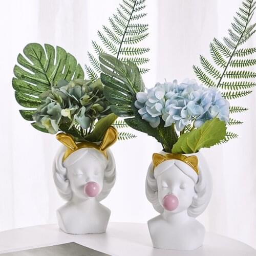 Resin Planter Garden Flower Vase Succulent Pot Cute Girl Blowing Bubbles Plant Pot Lovely Art Decor Flower Desktop Vase