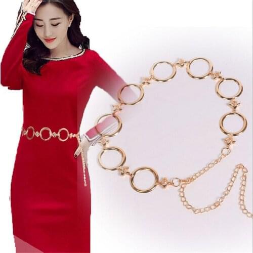 2020 Fashion Girls Metal Waist Chain Gold Plated Belt Decoration Belt For Dresses Women Circle Metal String Designer Belts
