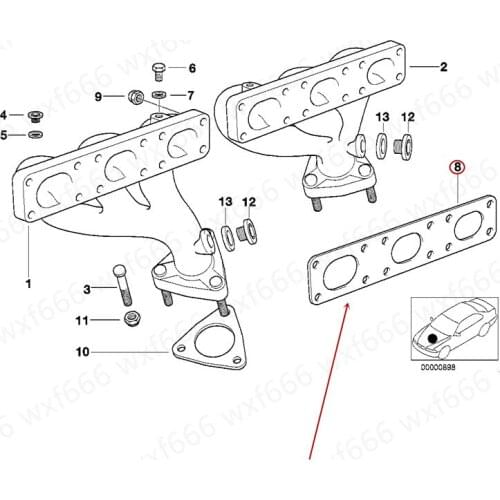 Exhaust pipe gasket Three-way catalytic pad Interface pad Gasket Suitable for E38b mwE39 M52 728iL 2018 Exhaust interface gasket