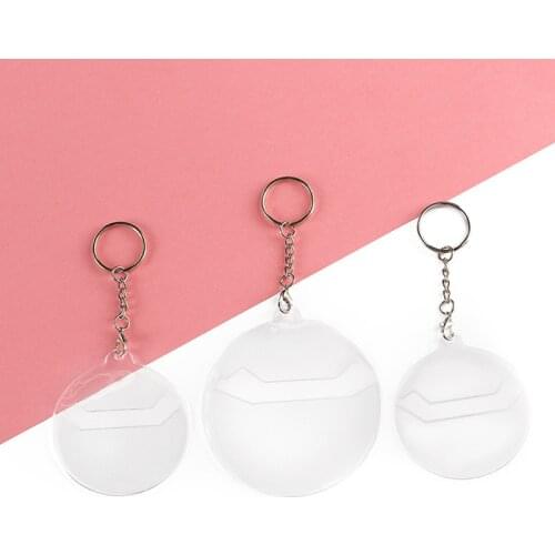 2PC Clear Round Badge Photo Display PVC Protective Case For Keychain Pendant Decor DIY Bag Accessories