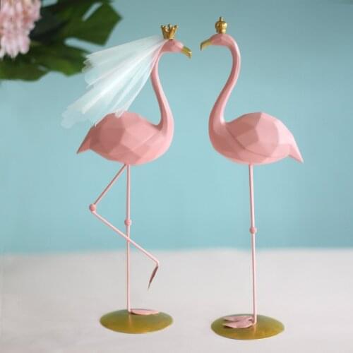 Romantic Flamingo Wedding Ornaments Cartoon Fairy Garden Accessories Miniatures Crafts Figurines Micro Landscape