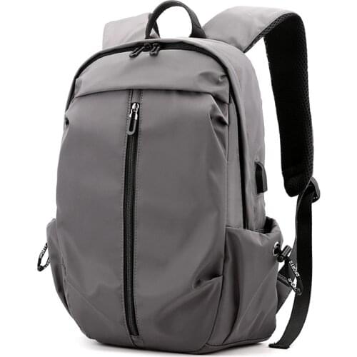 New Large Capacity Student Backpacks Casual School Bags USB Backpack Men Nylon Waterproof Travel Bag Simple Pure Color Back Pack