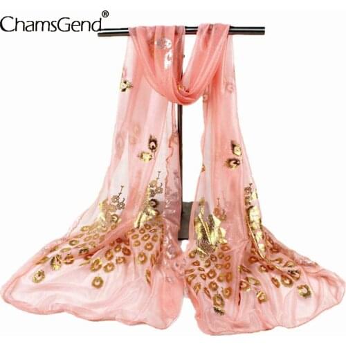 Women Luxury Scarves Peacock Flower Scarf Long Soft Wrap Shawl Stole Beach Vintage Scarves Summer Sun Protection Wrap Shawl