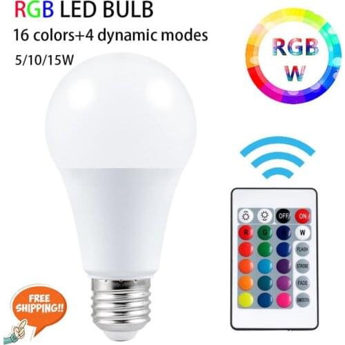 E27 LED Lamp Color light Indoor Neon Sign Light Bulb RGB With Controller Lights Lighting AC85-265V Dimmable Smart Bulb