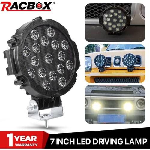 7inch 51W LED WORK LIGHT Flood off road led headlights White 6000K 5000LM Waterproof Round Light Bar For SUV TRUCK