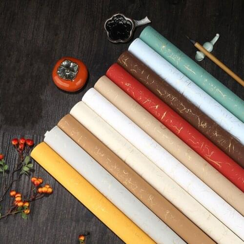 Thick Retro Rice Paper Brush Writing Calligraphy Painting Creation Paper Half-Ripe Xuan Paper Small Regular Script Practice