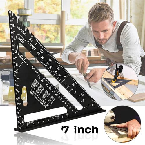Triangle Ruler 7 inch Aluminum Alloy Metric Angle Protractor Carpenter Measurement Ruler Woodworking Tools Measuring Instruments